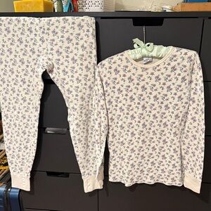 Floral Long John’s Pajamas Set Vintage